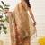 Brown printed cotton blend ethnic saree with blouse piece