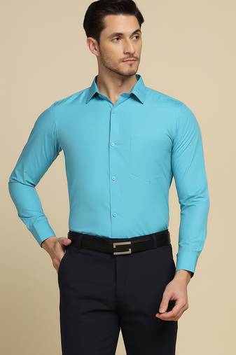 Blue solid shirt