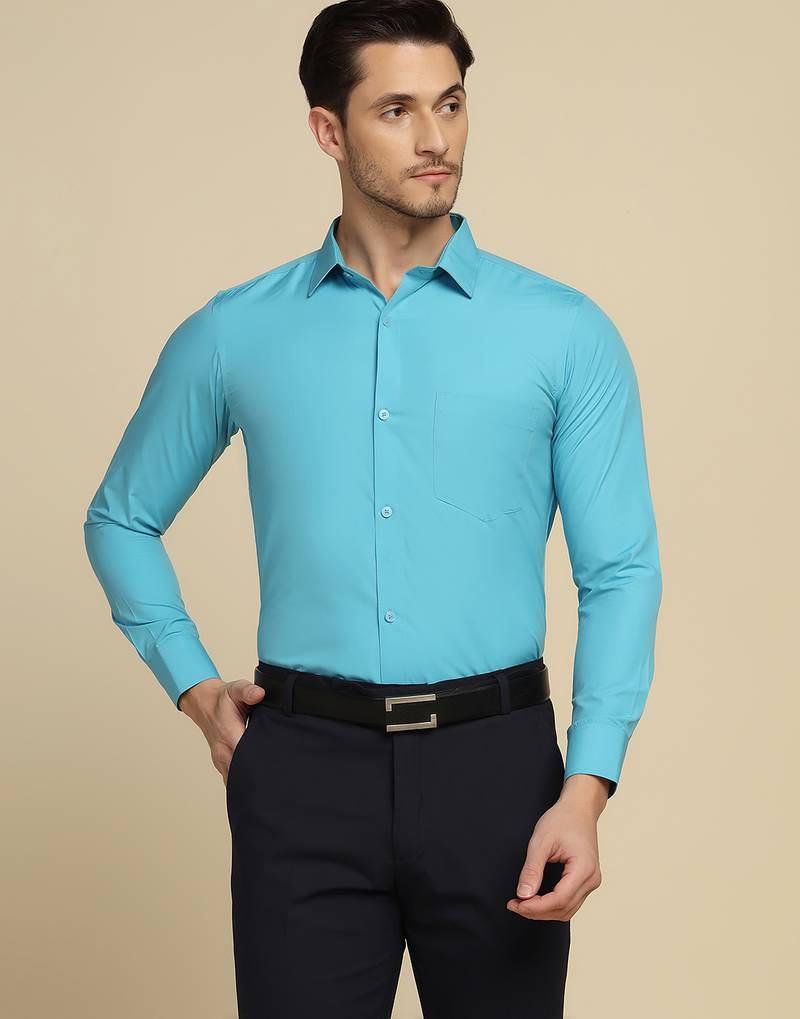 Blue solid shirt