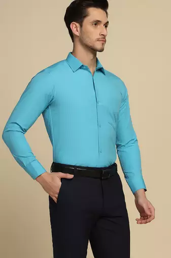 Blue solid shirt