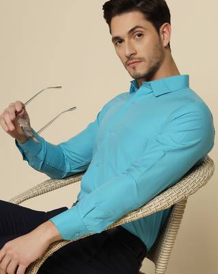 Blue solid shirt 4