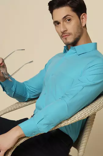 Blue solid shirt