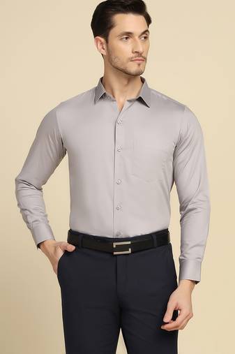 Men solid grey shirt
