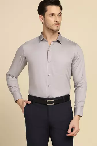 Men solid grey shirt