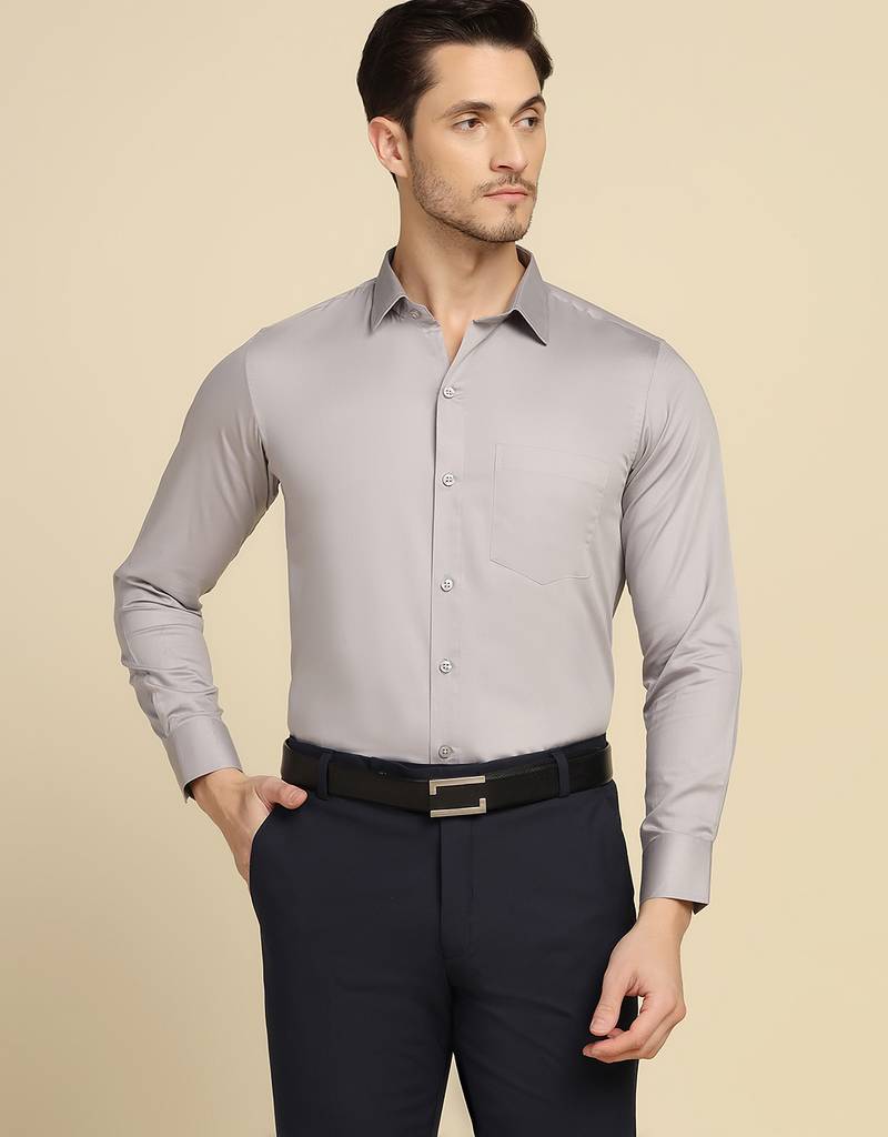 Men solid grey shirt