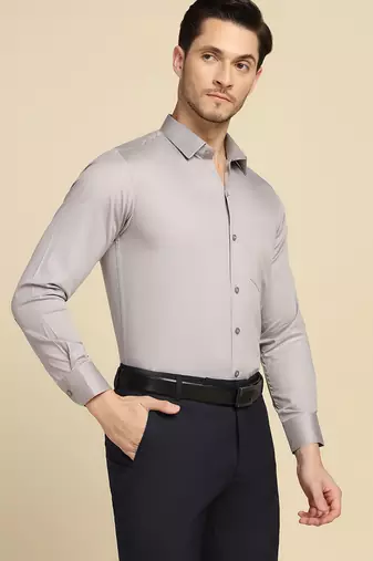 Men solid grey shirt