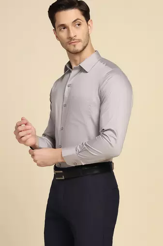 Men solid grey shirt