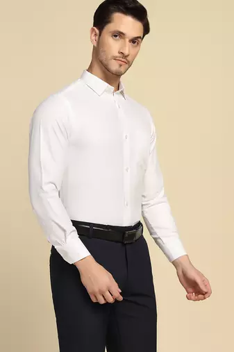 Men white textured shirt