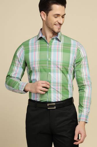 men green checked shirt
