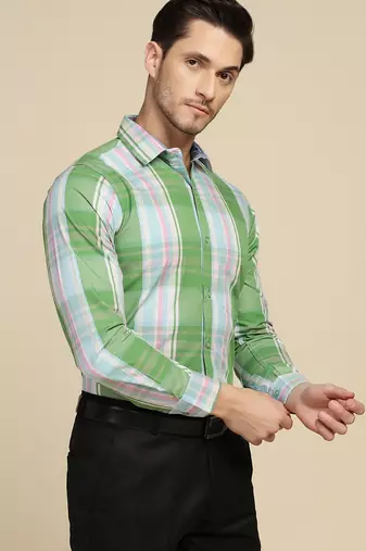 men green checked shirt