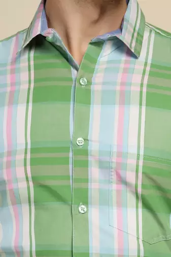 men green checked shirt