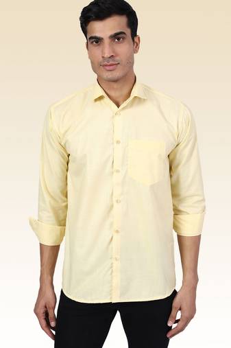 Men solid yellow shirt