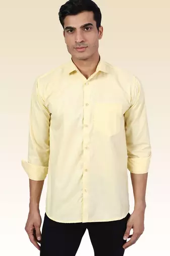 Men solid yellow shirt