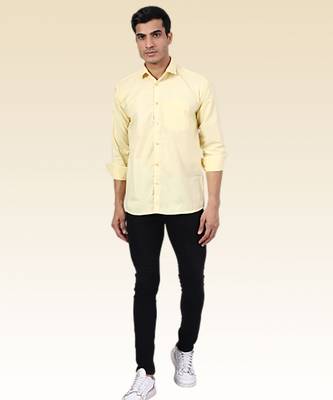 Men solid yellow shirt 2