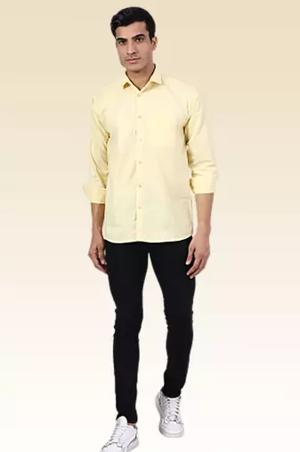 Men solid yellow shirt