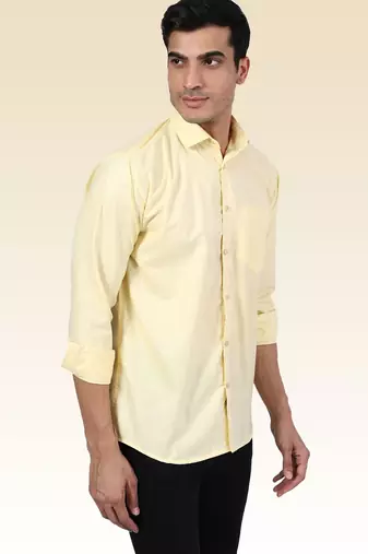 Men solid yellow shirt