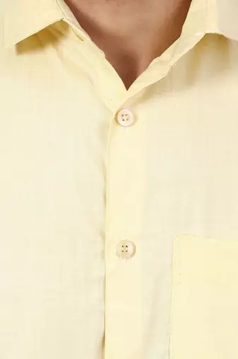Men solid yellow shirt