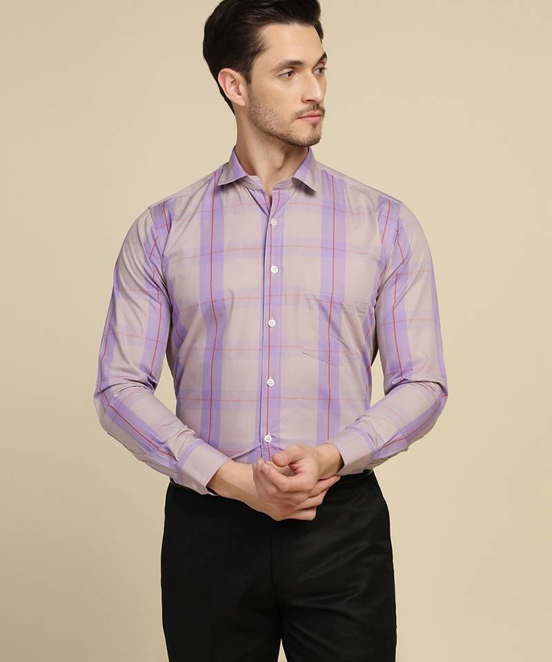 Men purple checked shirt