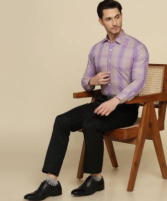 Men purple checked shirt 2