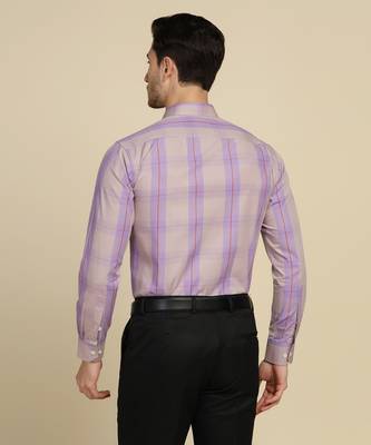 Men purple checked shirt 3