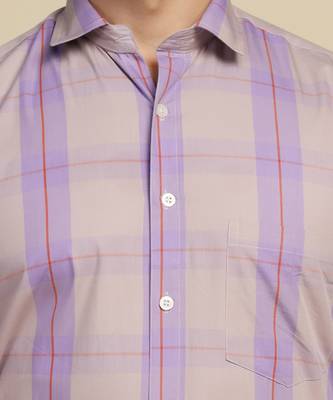 Men purple checked shirt 5