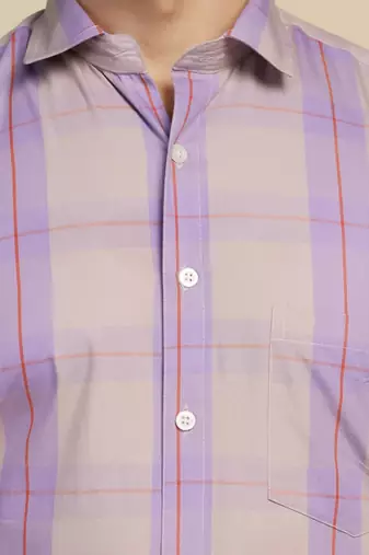 Men purple checked shirt