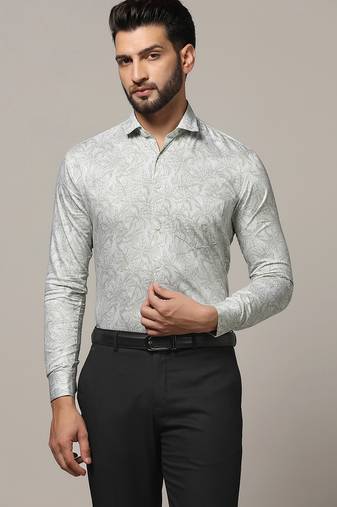 Men green printed casual shirt