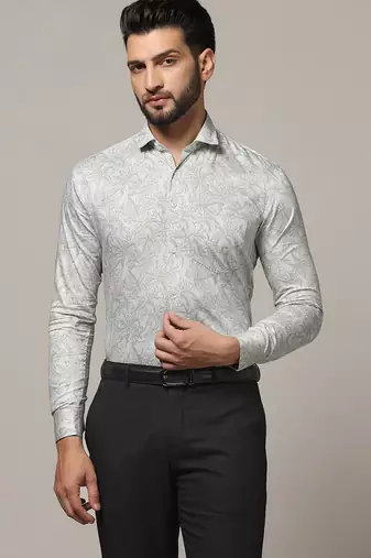 Men green printed casual shirt