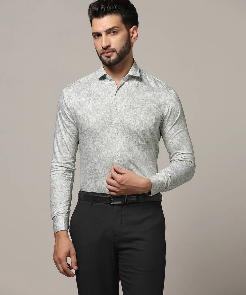 Men green printed casual shirt