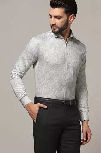 Men green printed casual shirt