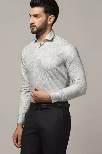 Men green printed casual shirt