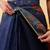 Navy blue printed cotton blend ethnic saree with blouse piece