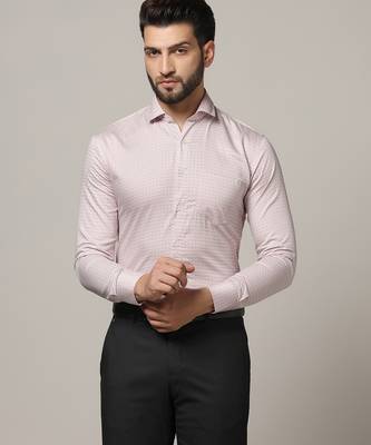 Men pink printed casual shirt 1