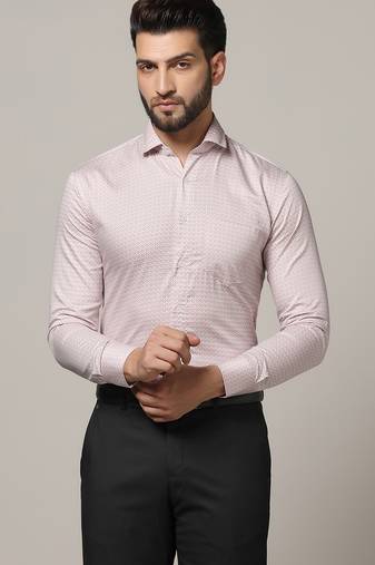 Men pink printed casual shirt