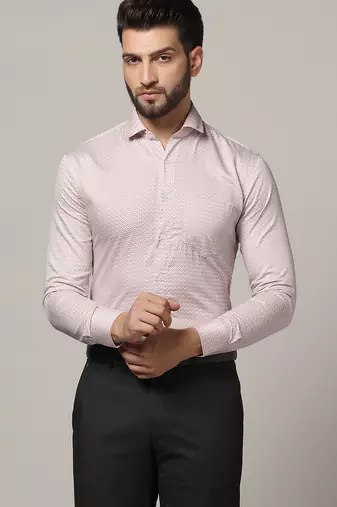 Men pink printed casual shirt