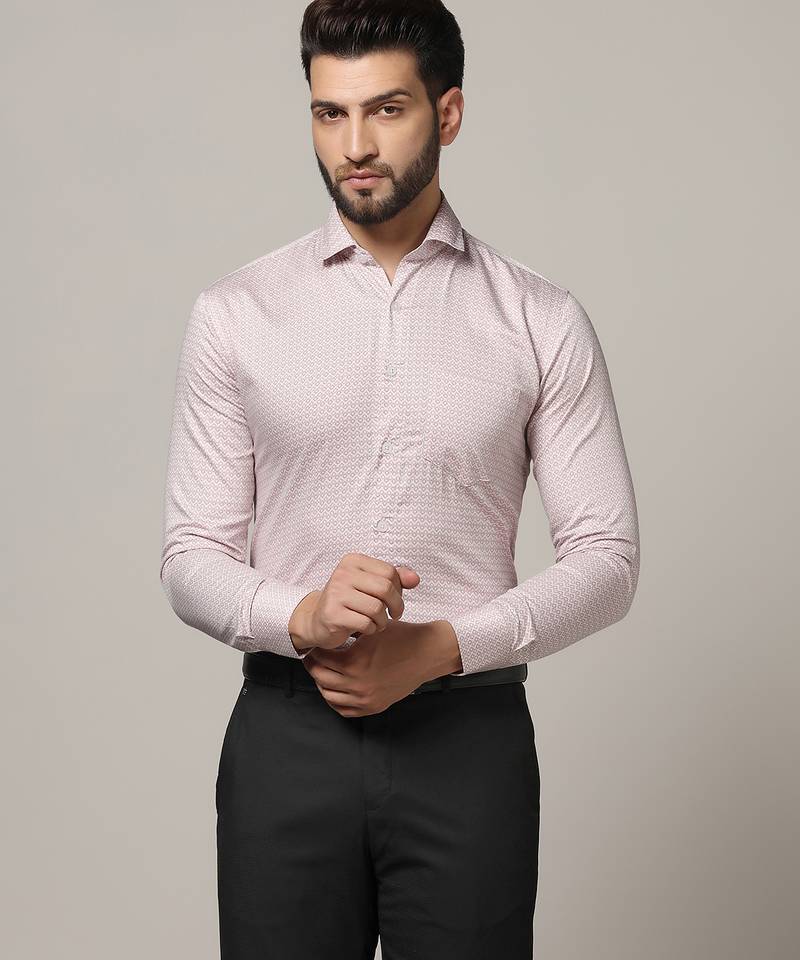Men pink printed casual shirt