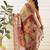 Tan printed cotton blend ethnic saree with blouse piece