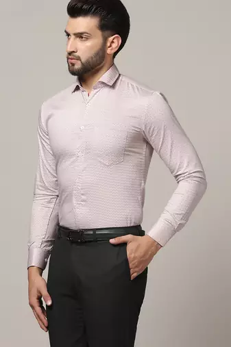 Men pink printed casual shirt