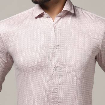 Men pink printed casual shirt 5