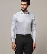 Men grey printed formal shirt