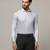 Men grey printed formal shirt