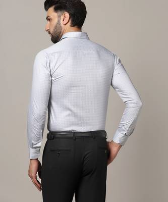 Men grey printed formal shirt 2