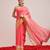 Pink printed cotton blend ethnic saree with blouse piece