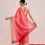 Pink printed cotton blend ethnic saree with blouse piece