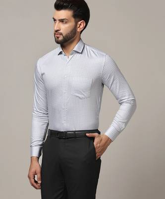 Men grey printed formal shirt 4