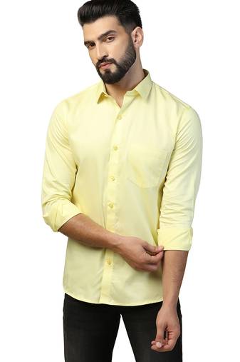 Men solid yellow shirt