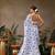 White printed cotton blend ethnic saree with blouse piece
