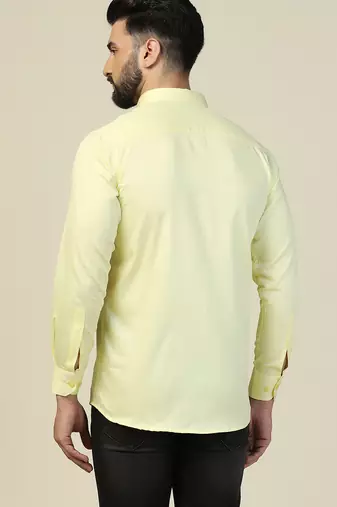 Men solid yellow shirt