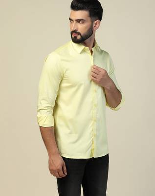 Men solid yellow shirt 3