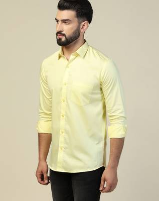 Men solid yellow shirt 4